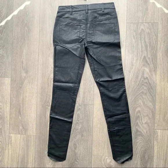 One Teaspoon Faux Leather Pants Leggings Black Skinny Straight Leg slit knee S - Picture 13 of 16